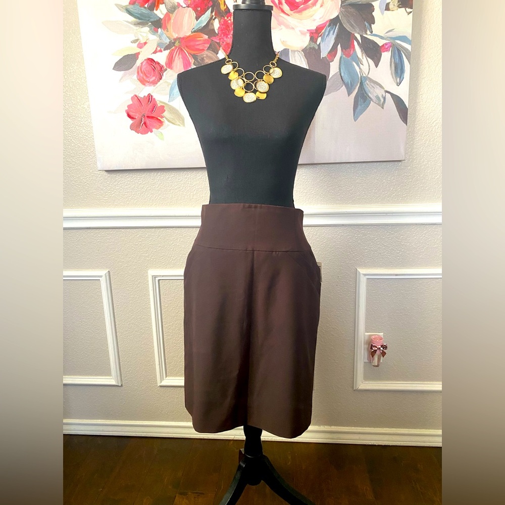 Covington Brown Knee-Length Pencil Skirt Work